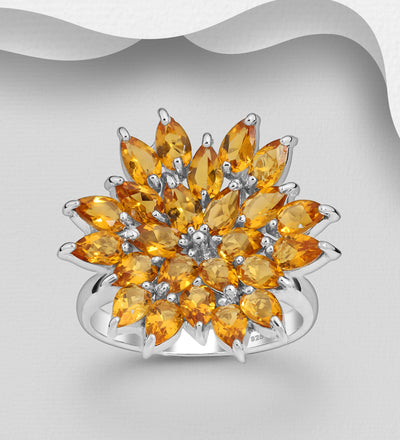 Citrine Sunburst Cocktail Ring