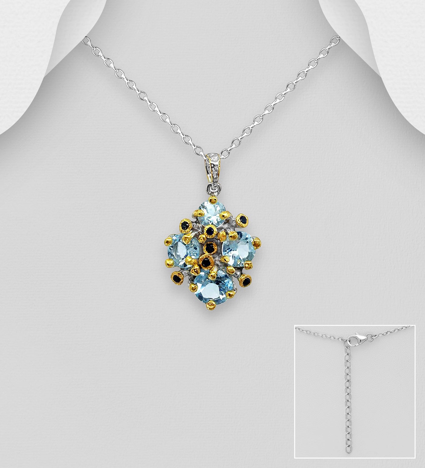 Sky Blue Topaz Silver Necklace