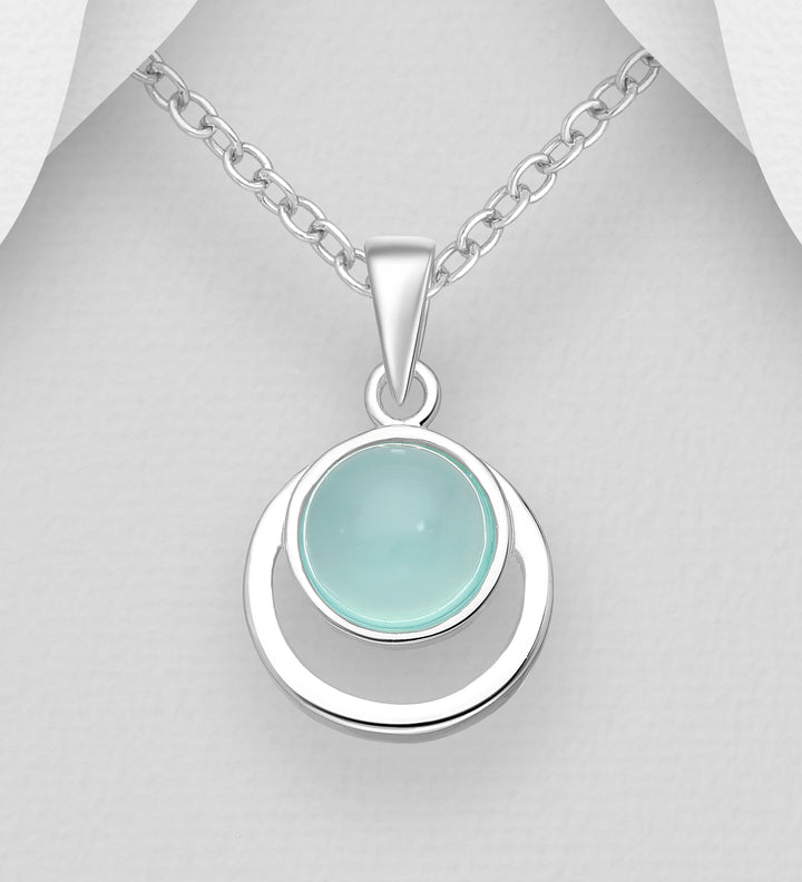 Blue Chalcedony Silver Necklace