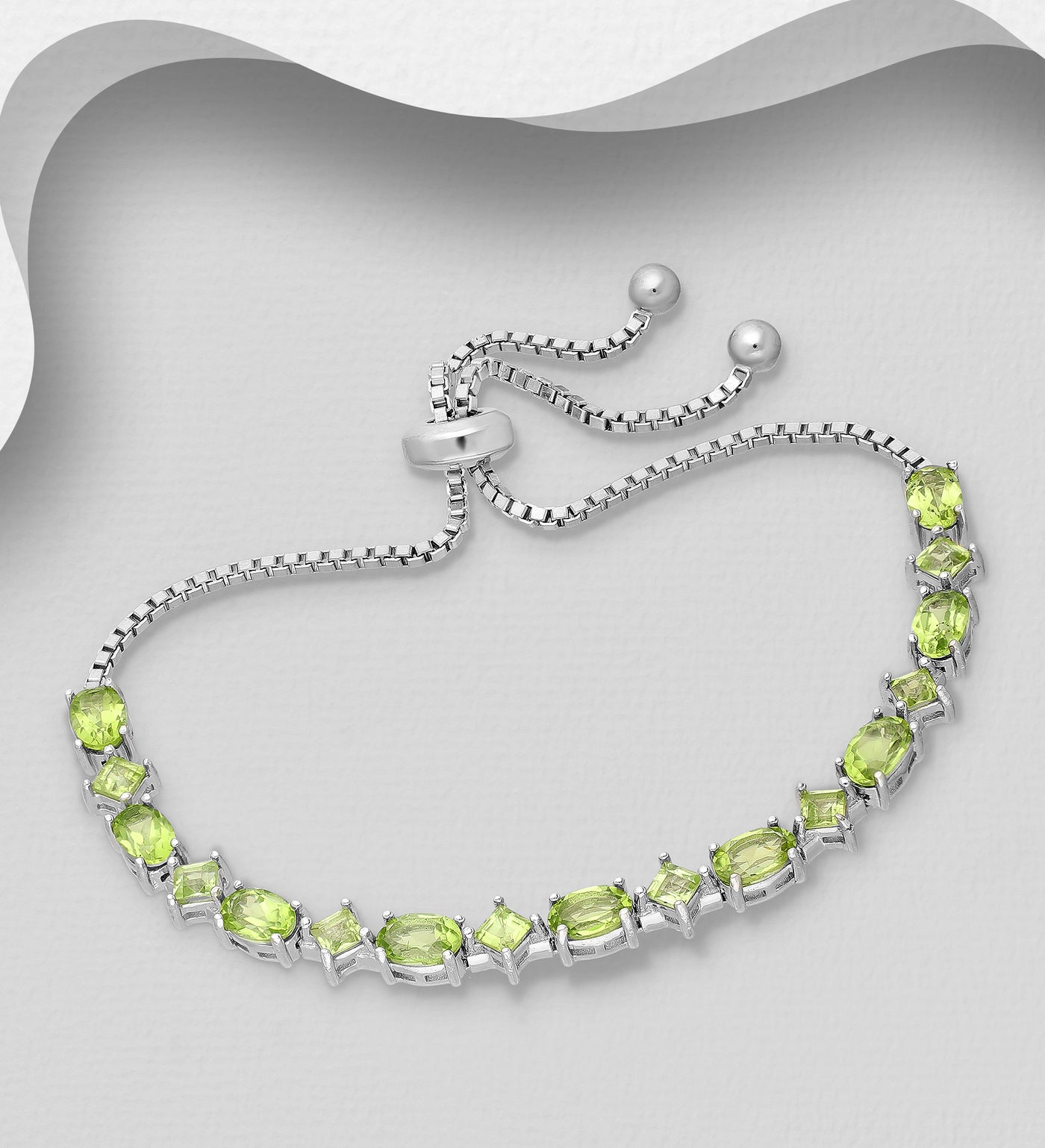 Peridot Bolo Silver Bracelet