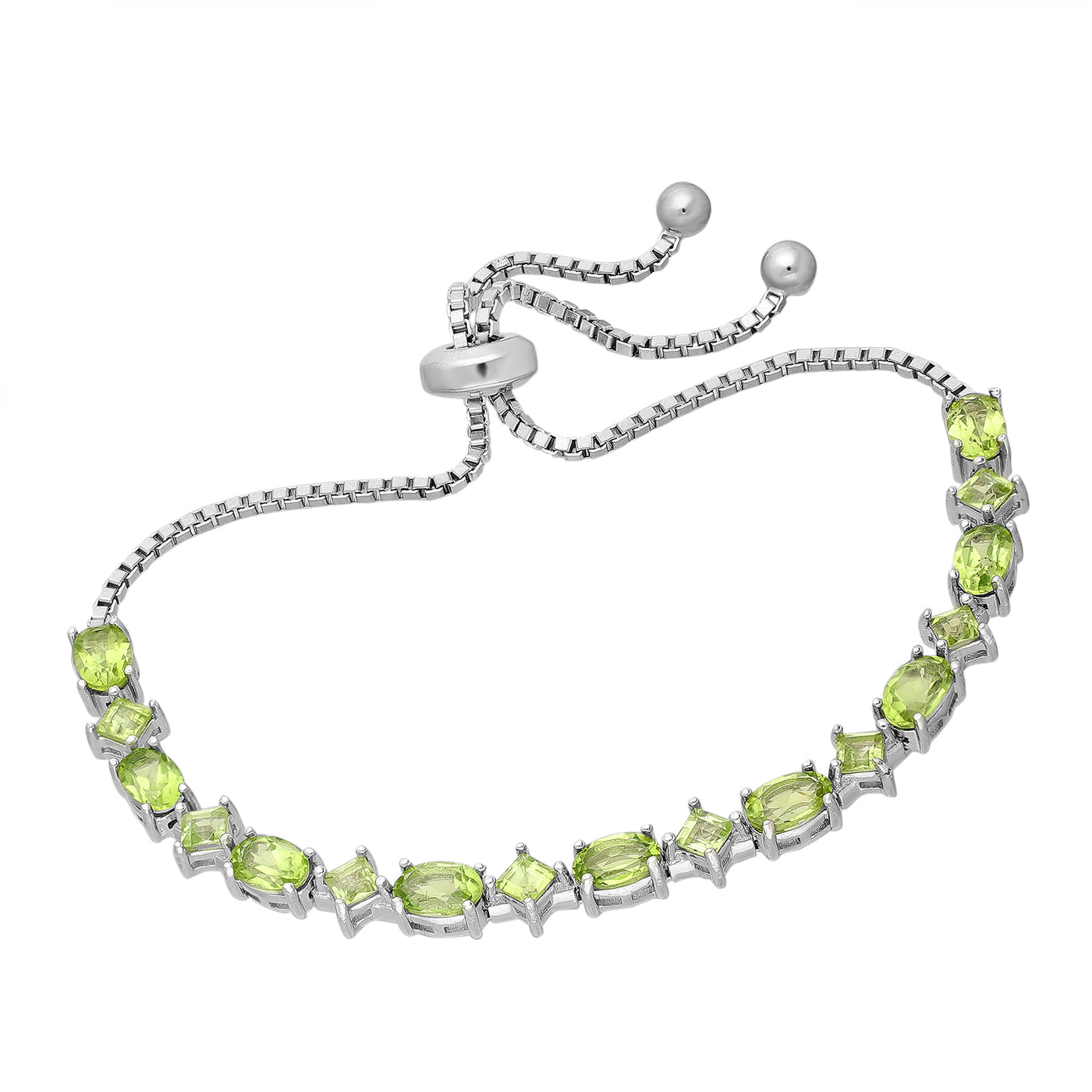 Peridot Bolo Silver Bracelet