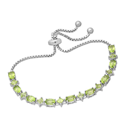 Peridot Bolo Silver Bracelet