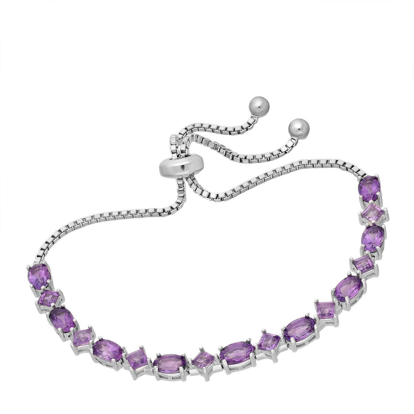 Amethyst Bolo Silver Bracelet