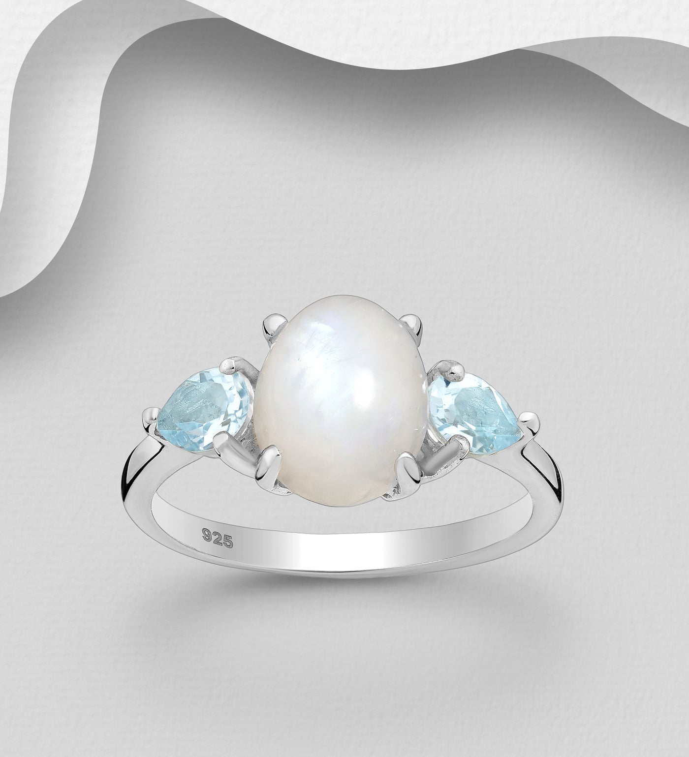 Rainbow Moonstone Silver Ring