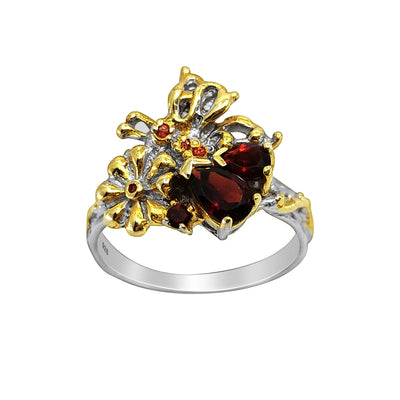 Orange Sapphire & Red Garnet Ring