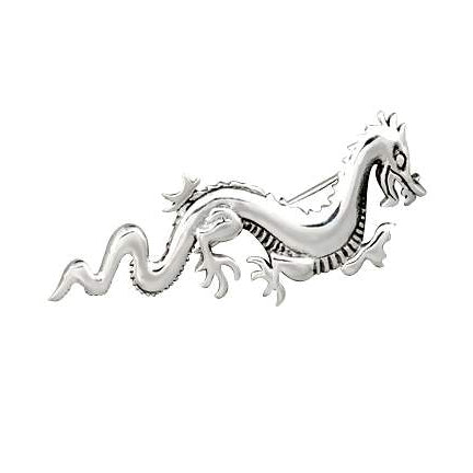 Sterling Silver Dragon Brooch Pin – Vintage Asian Style Dragon Jewelry – Approx. 2 Inch Long