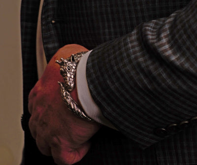 Giraffe Hinged Silver Cuff Bracelet