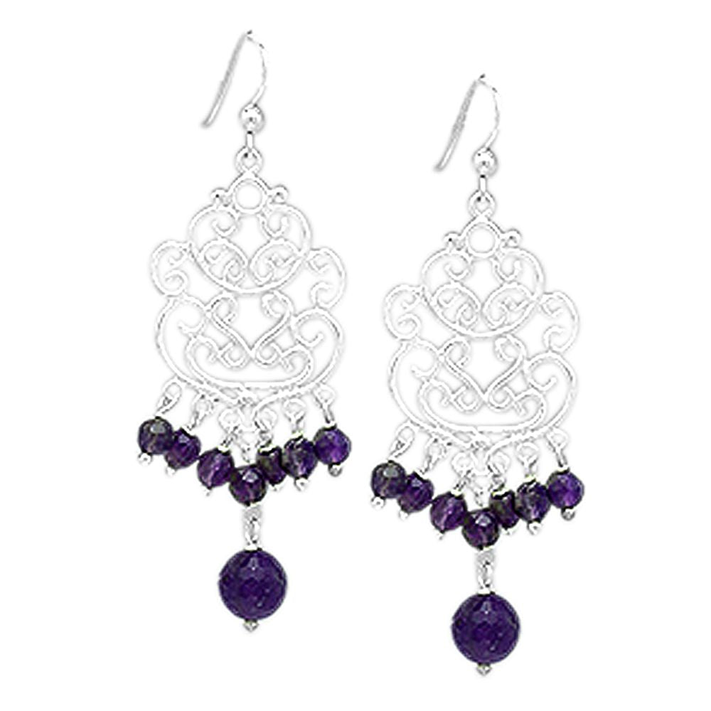 Amethyst Silver Chandelier Earrings