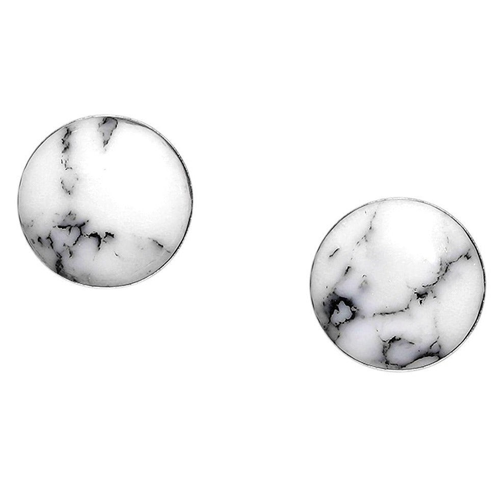 Howlite Silver Stud Earrings