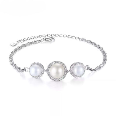 White Pearl Silver Bracelet