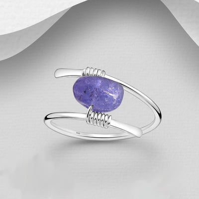 Rough Cut Tanzanite Silver Ring