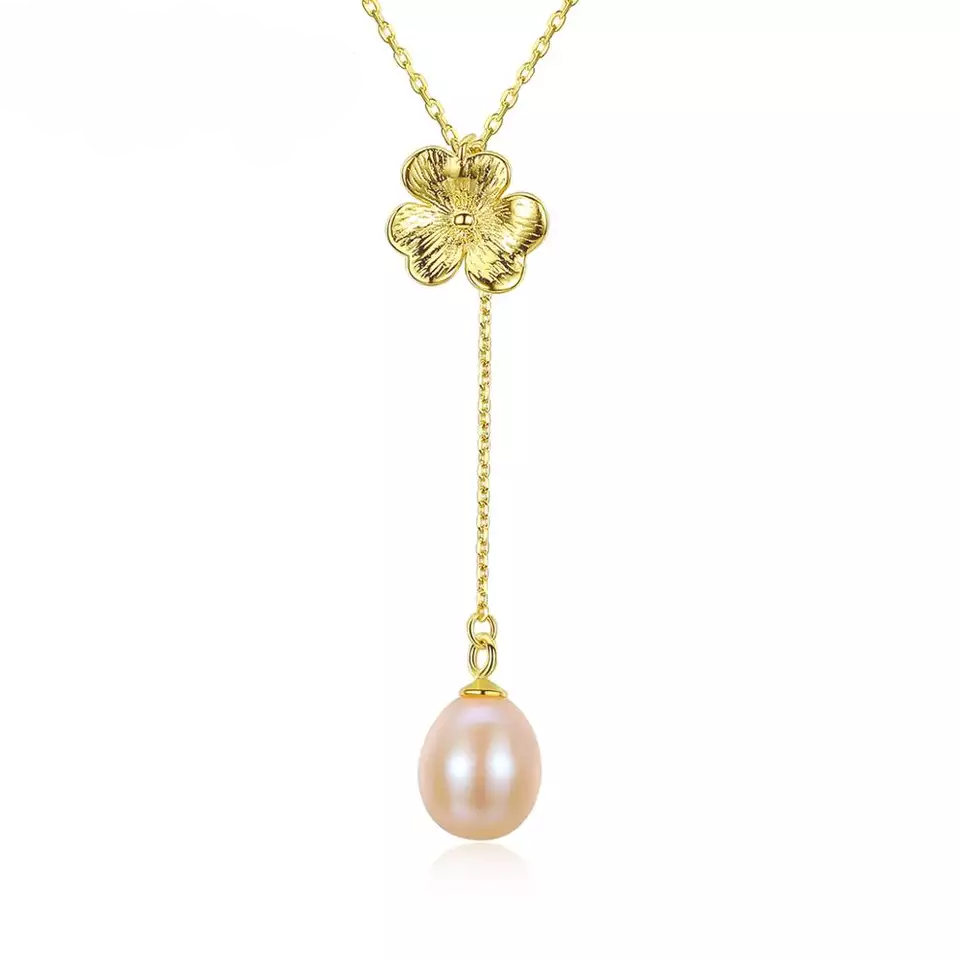 Pink Freshwater Pearl Gold Necklace