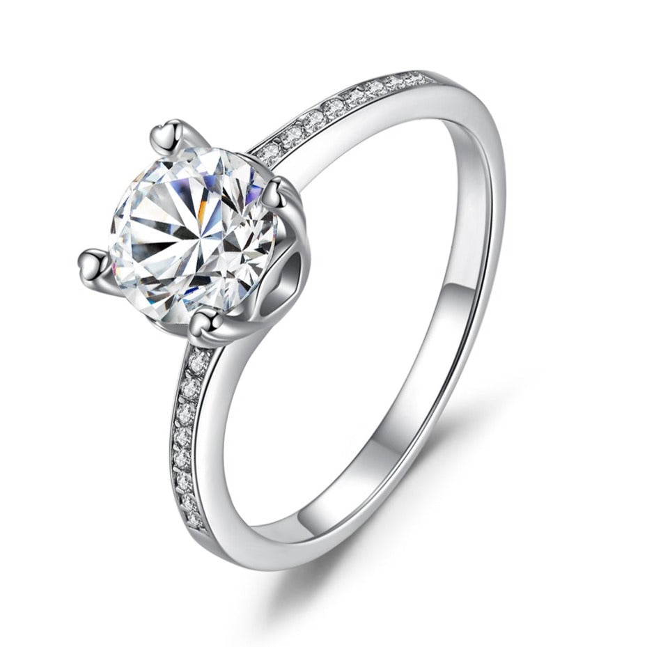 1 ct Moissanite Solitaire Silver Ring