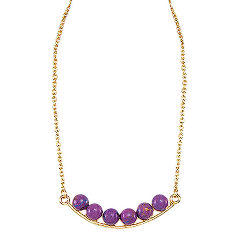 18K Yellow Gold Over Brass & Reconstituted Purple Turquoise Necklace