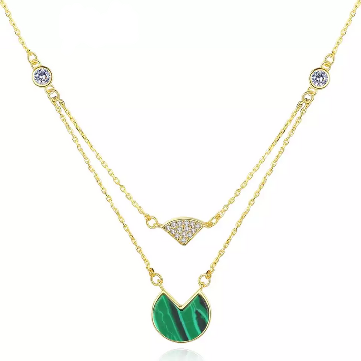 Malachite Simulant Gold Layer Necklace