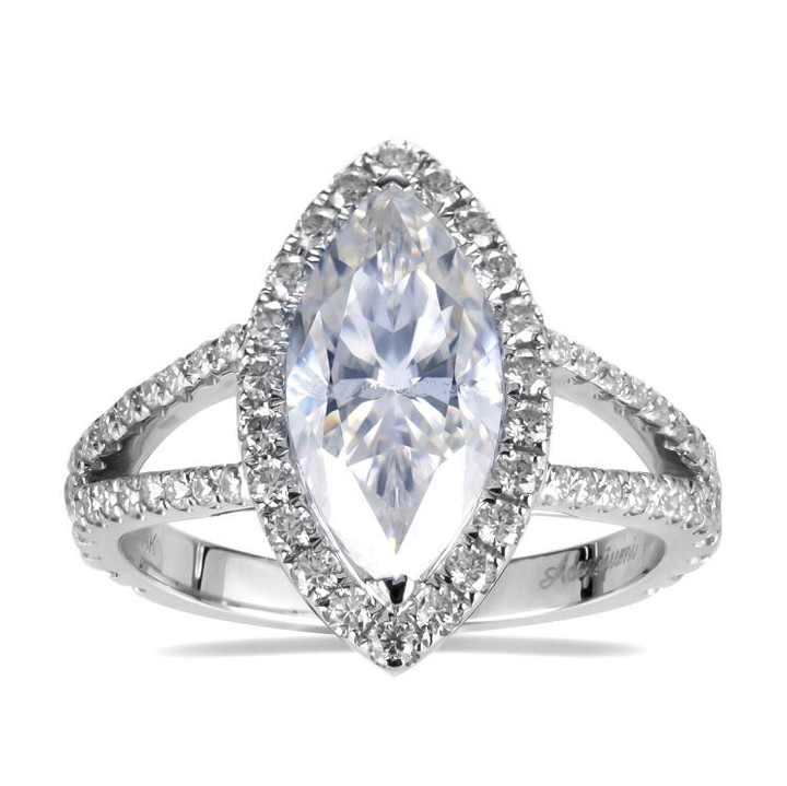 18K Gold 3 CT Marquise Moissanite Ring
