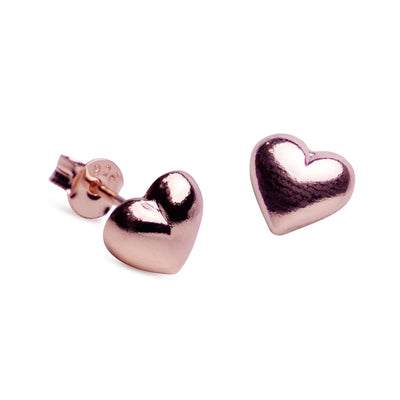 14K Rose Gold Plated Heart Post Earrings | SilverAndGold