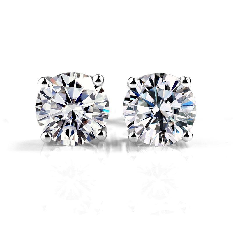 18K Gold 2 TCW Created Diamond Earrings