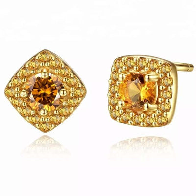 Citrine Simulant Gold Earrings