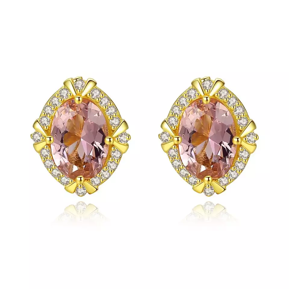 Morganite Simulant Gold Earrings