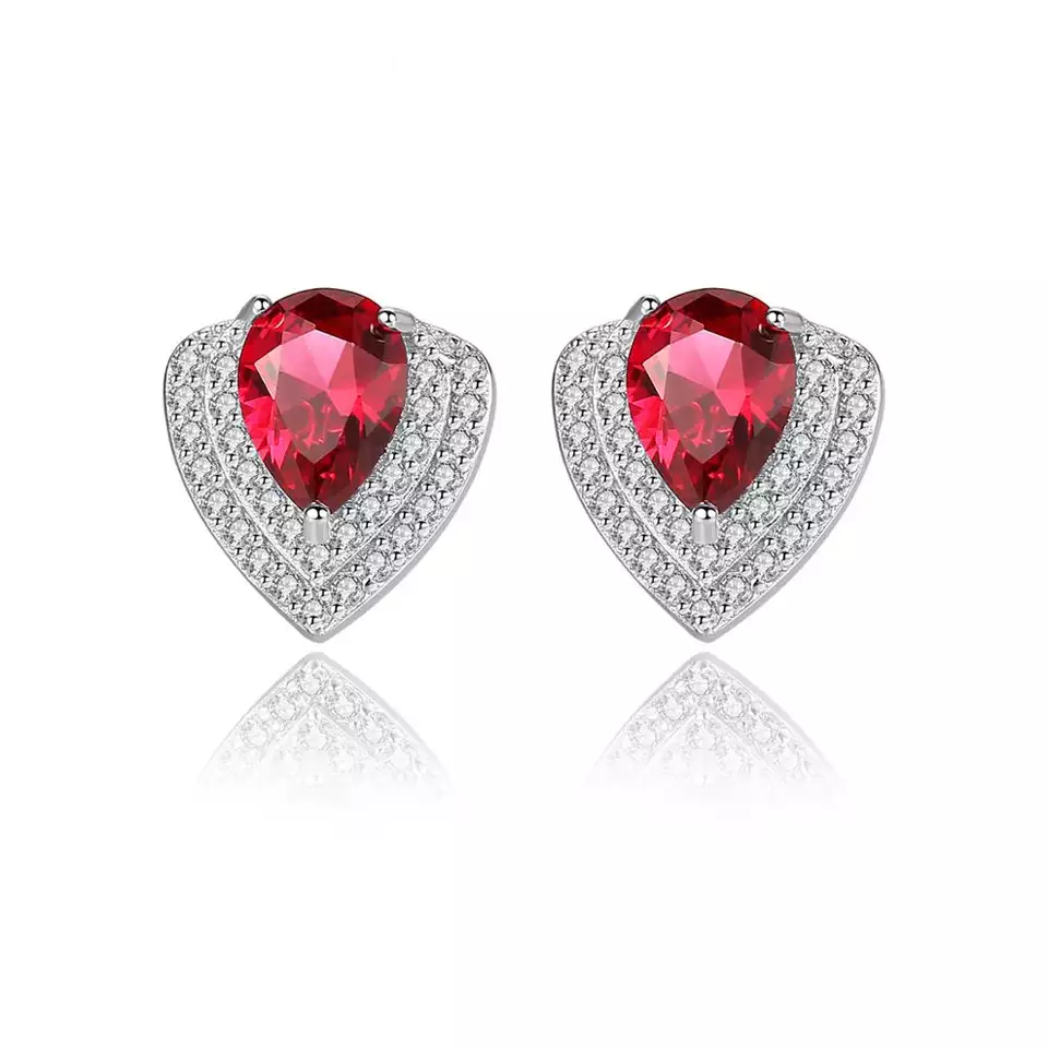 Ruby Simulant Silver Earrings