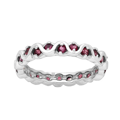 Rhodolite Sterling Silver Band Ring