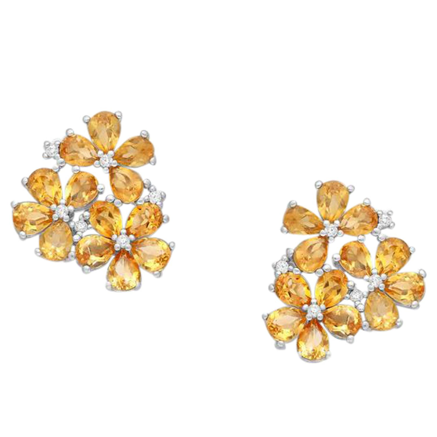 Citrine Floral Silver Earrings