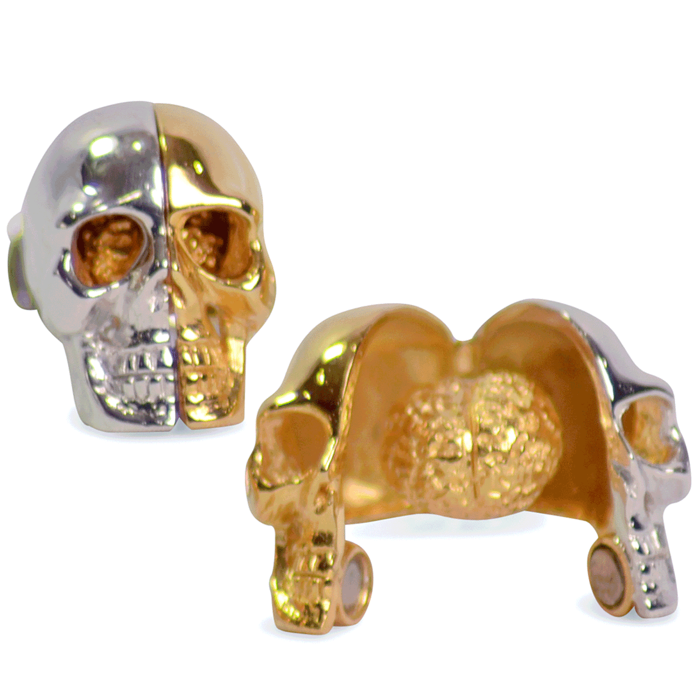 Gold Plated Sterling Silver Skull Cufflinks | SilverAndGold