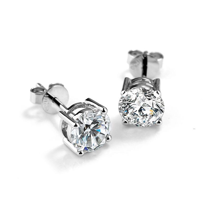 14K Gold 2 TCW Created Diamond Earrings