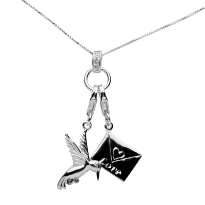 Silver & Gemstone Dove Charm Necklace