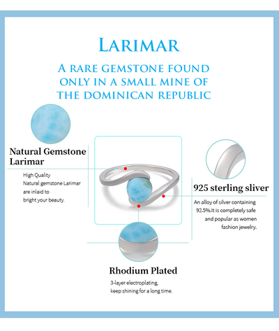 Larimar Heart Silver Ring