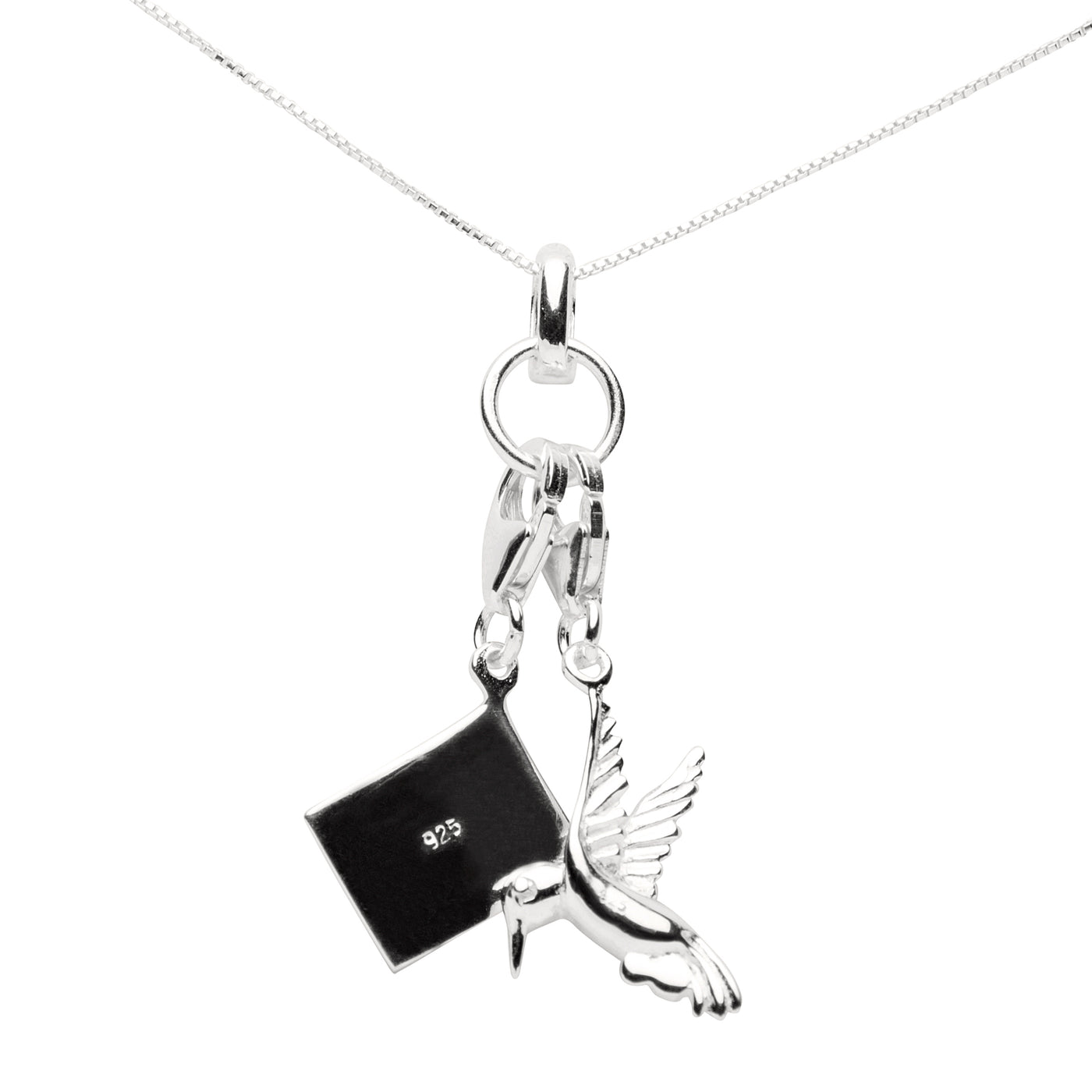 Silver & Gemstone Dove Charm Necklace