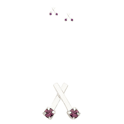 Sterling Silver & Crystal X-Style Earrings