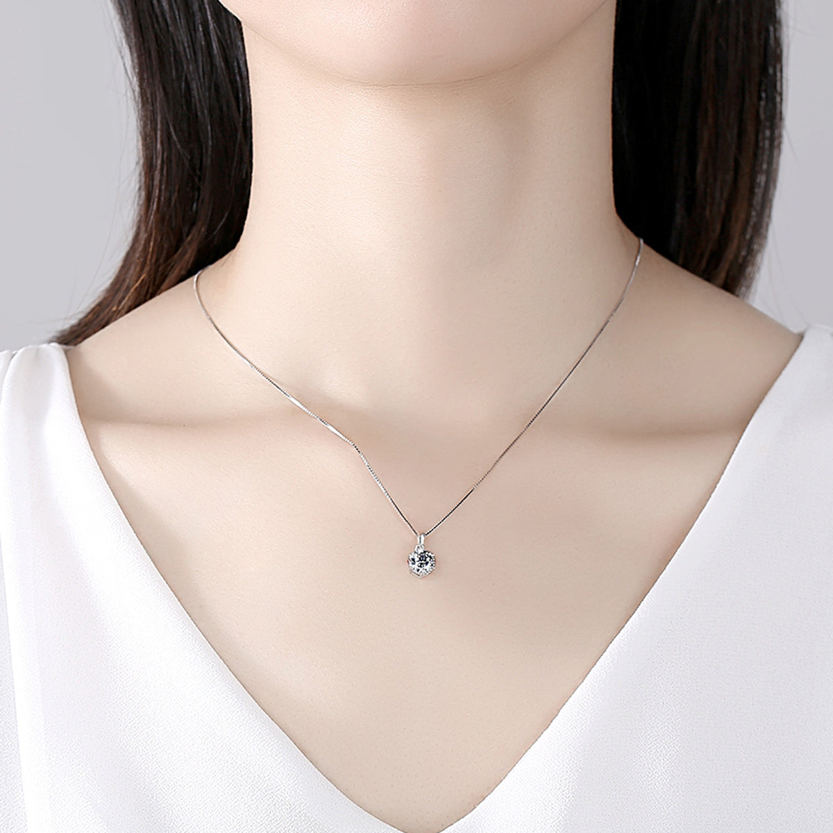 1 CT Moissanite Silver Necklace