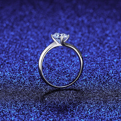 1 ct Moissanite Solitaire Silver Ring