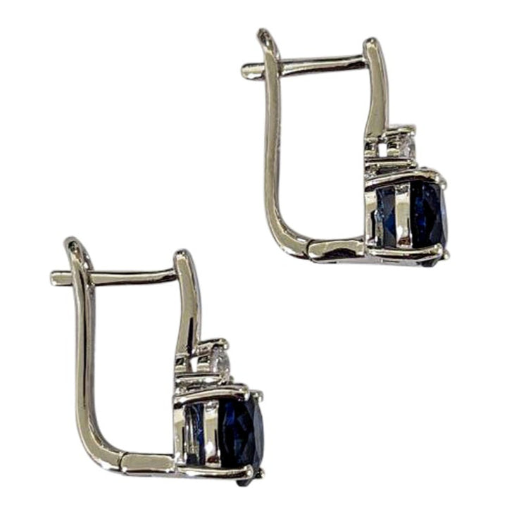 Sapphire Simulant Drop Earrings in Silver