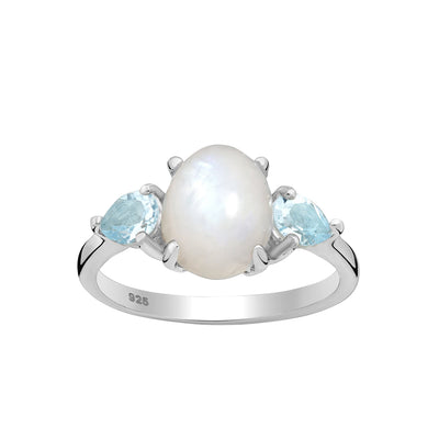 Rainbow Moonstone Silver Ring