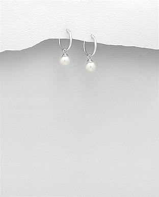 Created Pearl Hoop Earrings