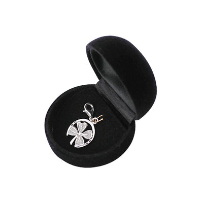 Circular Sterling Silver Four-Leaf Clover Charm - SilverAndGold.com Silver And Gold