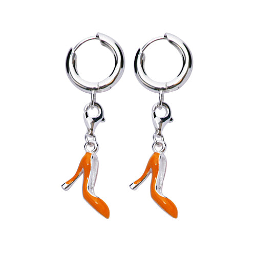 Orange High Heel Shoe Sterling Silver Earrings | SilverAndGold