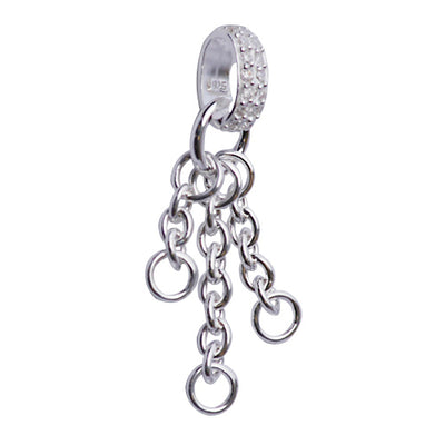 Dangling Sterling Silver Chain Crystal Gemstone Charm Holder - SilverAndGold.com Silver And Gold