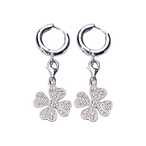 Sterling Silver Four-Leaf Clover Charm Earrings | SilverAndGold