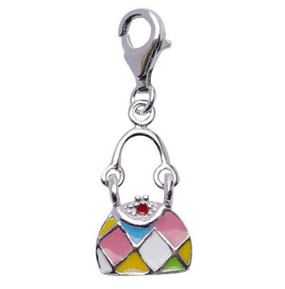 Sterling Silver Handbag Charm with Enamel Argyle Design - SilverAndGold.com Silver And Gold