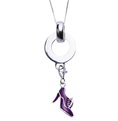 Purple Enamel Victorian Boot Sterling Silver Pendant - SilverAndGold.com Silver And Gold