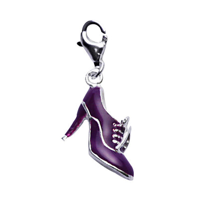 Purple Enamel Victorian Boot Sterling Silver Pendant - SilverAndGold.com Silver And Gold