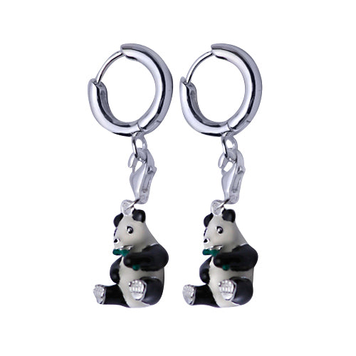 Panda Bear Sterling Silver Charm Earrings | SilverAndGold