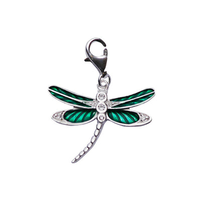 Sterling Silver Earrings: Dragonfly in Green Enamel - SilverAndGold.com Silver And Gold