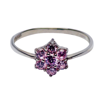 Silver & Pink Diamond Simulant Ring