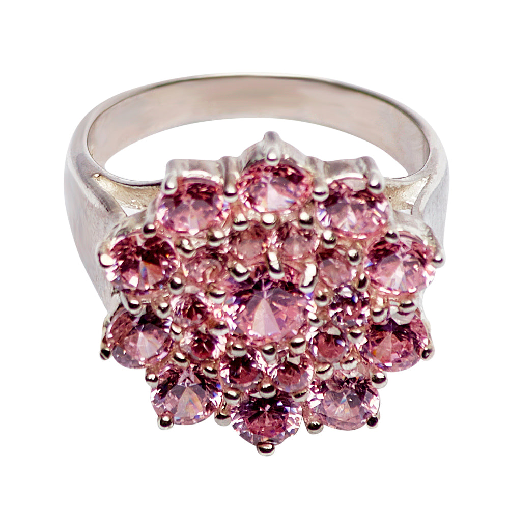 Pink Diamond Simulant Silver Ring