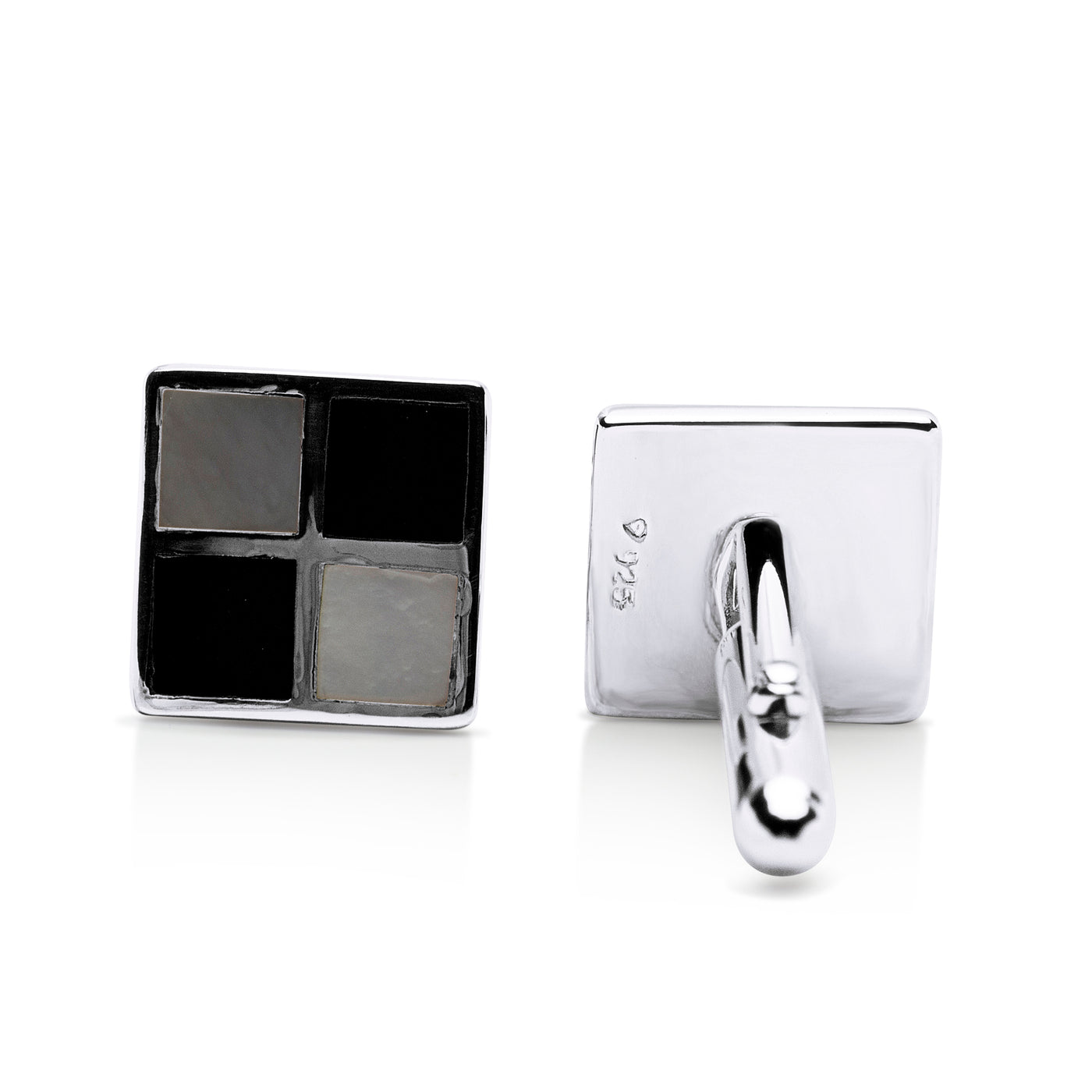 Chessboard Black Onyx & Mother of Pearl Cufflinks | SilverAndGold